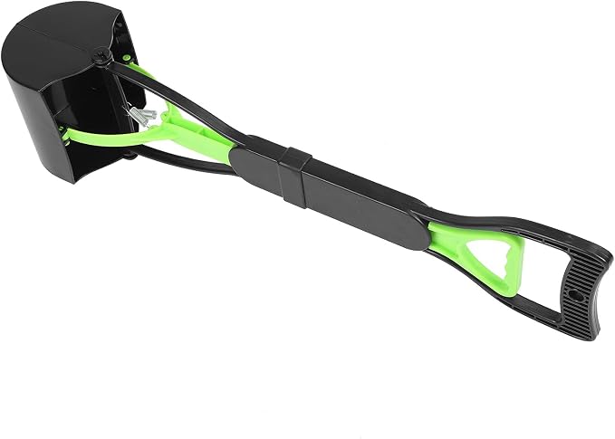 Focket Pooper Scooper, Heavy Duty Non Stick Material Large Capacity Dog Pooper Scooper, Poop for Dogs with Extended Foldable Handle for Lawns Grass Dirt Gravel (Green Black)