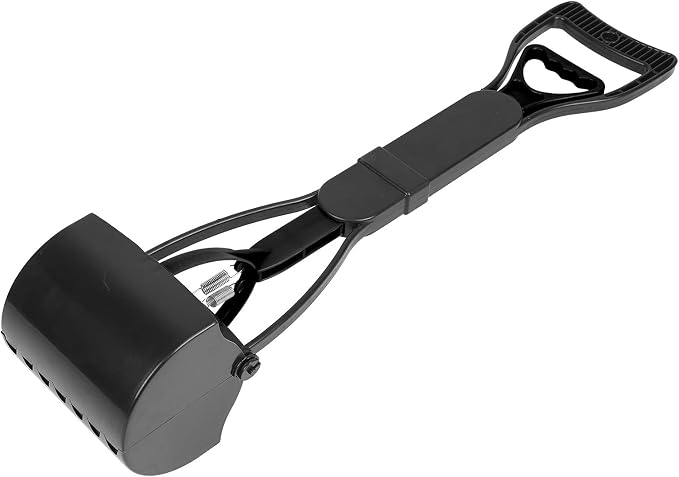 Focket Pooper Scooper, Heavy Duty Non Stick Material Large Capacity Dog Pooper Scooper, Poop for Dogs with Extended Foldable Handle for Lawns Grass Dirt Gravel (All Black)