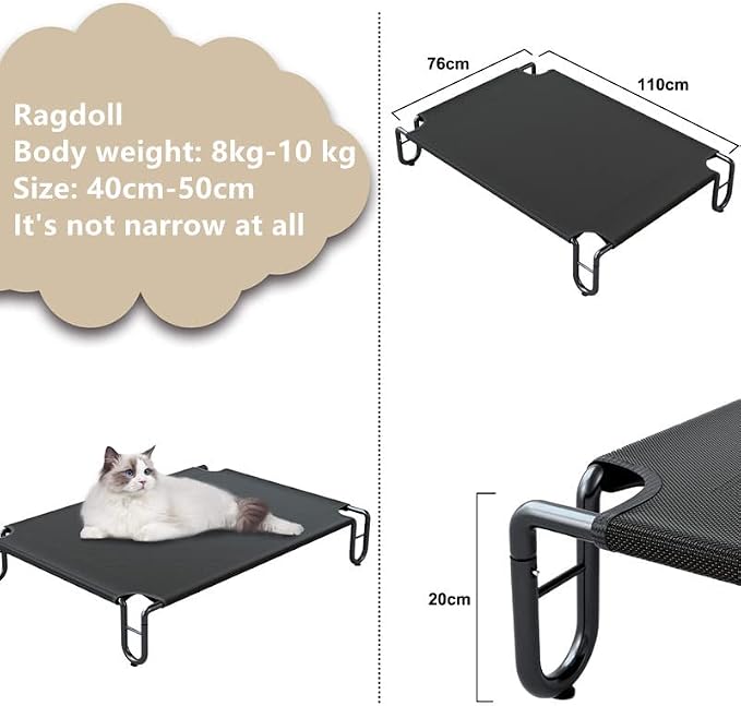 FAYDUDU Elevated Dog Bed Portable Raised Dog Beds with Washable Mesh Cooling Breathable Elevated Pet Bed Large for Indoor and Outdoor Use