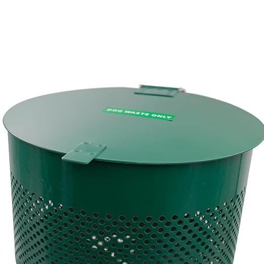 ZERO WASTE USA - Aluminum Outdoor Trash Can, 10 Gallon, Gloss Green | Rust-proof 10-gallon aluminum outdoor trash can, post or wall mount, built-in liner clamps, weather-resistant lid