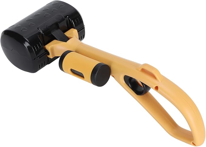 Dog Pooper Scooper, Heavy Duty Portable Jaw Clamp Style Pet Waste Cleanup Tool with Ergonomic Handle and Poop Bag Dispenser for Large Medium Small Dogs Yellow Black