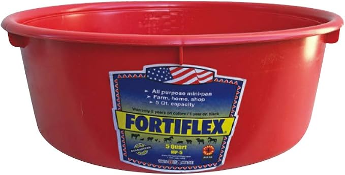 Fortiflex Mini Feed Pan for Dogs and Horses, 5-Quart, Red