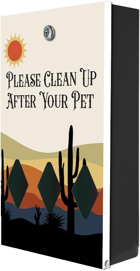 ZERO WASTE USA - Dispense-Art™ Low Profile Dog Waste Station - Desert | UV-printed aluminum low-profile station with 400 bags, 25 liners, 25% larger dispenser, rust-proof commercial design