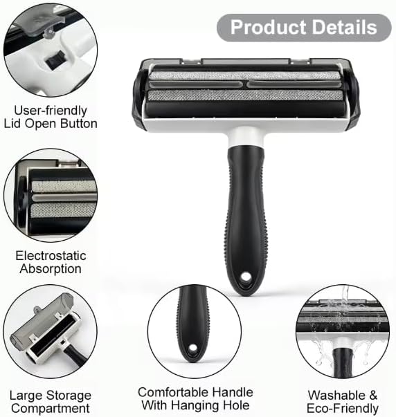 Neatly.co Reusable Pet Hair Remover Roller - Eco Friendly Self-Cleaning Lint Roller for Dog and Cat Fur - Best for Furniture, Couch, Carpet & Car Seats