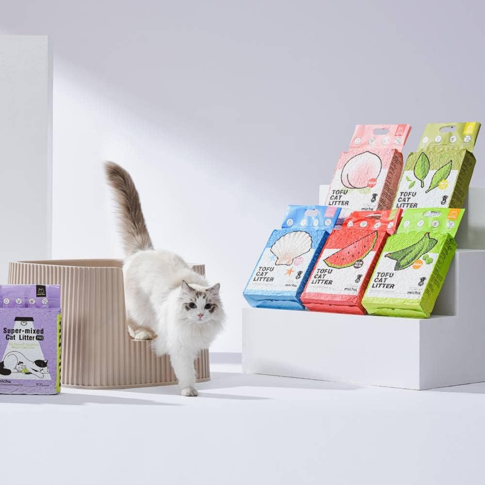 Tofu Cat Litter Natural Clumping Tofu Cat Litter 5.5lb/88oz 5 Scents (Greentea + Mixed, 2 Pack)