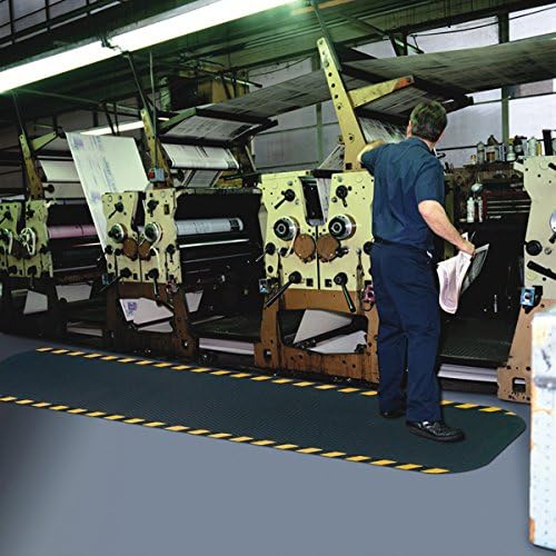 American Floor Mats Hog Heaven 5/8 inch Black & Yellow Border 5' x 10' Nitrile Backed Anti-Fatigue Comfort Mat