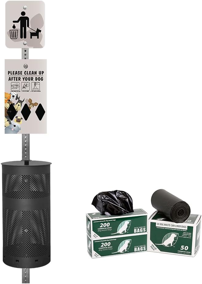 ZERO WASTE USA - Aluminum Dog Waste Station - Peek A Pup | Matte Black | DISPENSE-ART™ UV-printed aluminum station, 25% larger bag storage, rust-proof commercial design for parks & properties