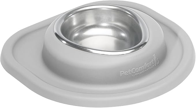 WeatherTech Single Low Pet Feeding System - Heavy-Duty Dog & Cat Food/Water Bowl - 8 oz (1 Cup) Light Grey (SL0801LG)