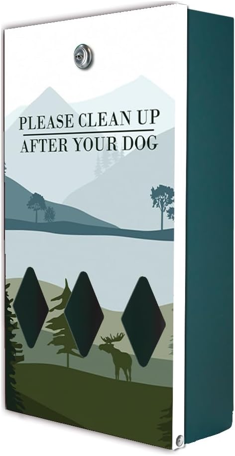 ZERO WASTE USA - Dispense-Art™ Low Profile Dog Waste Station - Mountain | UV-printed aluminum low-profile station with 400 bags, 25 liners, 25% larger dispenser, rust-proof commercial design