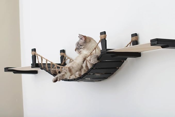 CatastrophiCreations The Cat Mod - Wall-mounted Cat Bridge with Fabric Lounger for Cats
