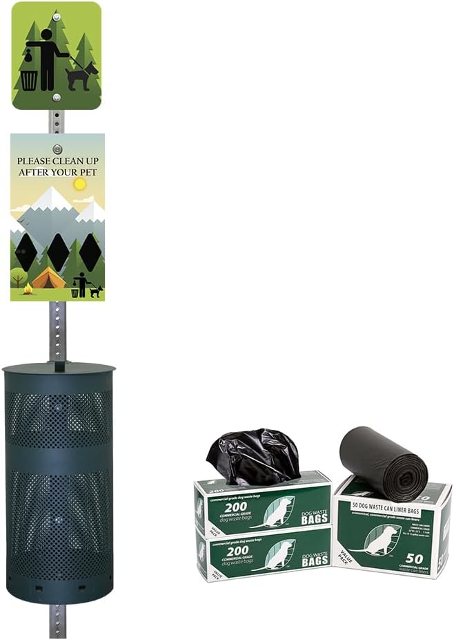 Zero Waste USA - Aluminum Dog Waste Station - Camp | Matte Green | DISPENSE-ART™ UV-printed aluminum station, 25% larger bag storage, rust-proof commercial design for parks & properties
