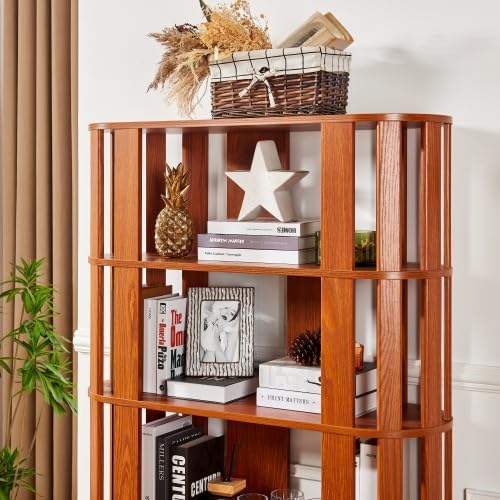 Tall Book Shelf Unit Combo, 5 Layer Storage Shelves Organizer, Modular Open Back Grid Bookcase for Home Office Decor, Dark Oak