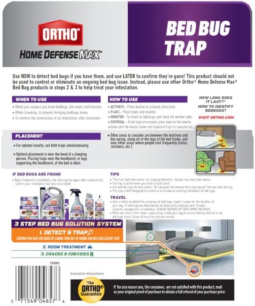 Ortho Home Defense Max Bed Bug Trap - Detect Bed Bugs in Homes and While Traveling, Package Contains 2 Traps