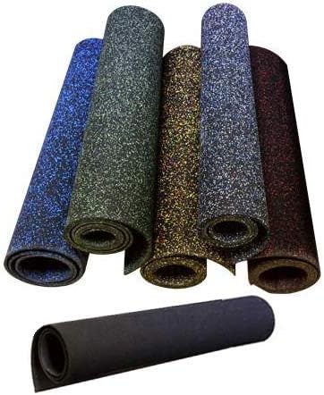 American Floor Mats 1/4in (7mm) Thick 10% Blue/Grey 4' x 8' Heavy Duty Rubber Rolls, Protective Exercise Mats, Home Gym Rubber Flooring
