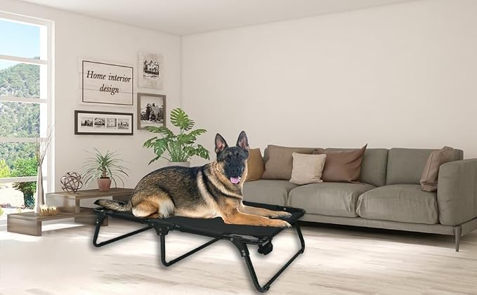 Elevated Cooling Dog Cot Pet Bed with Breathable Mesh | Folding No Assembly Indoor/Outdoor Pet Hammock Bed Raised Dog Cots Beds Multiple Sizes for Small Meduim Large Dogs