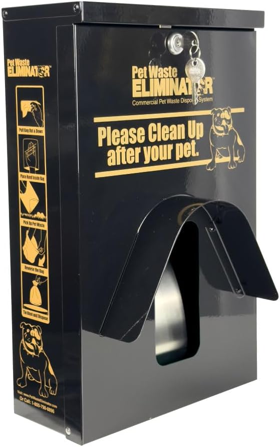 Dog Waste Station Dispenser Box, Fits Header Poop Bags, Made of Rust-Proof Aluminum, Pet Waste Bag Dispenser with Lock and Rainguard (No bags included) (Black)