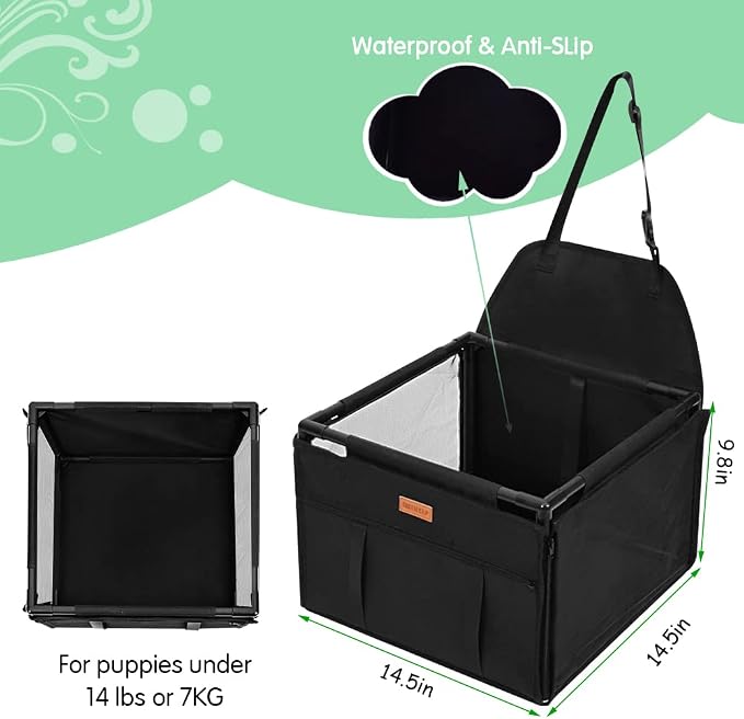 Dog Car Seat Puppy Portable Pet Booster Car Seat with Clip-On Safety Leash and Stable Fram, Anti-Collapse,Perfect for Small Pets