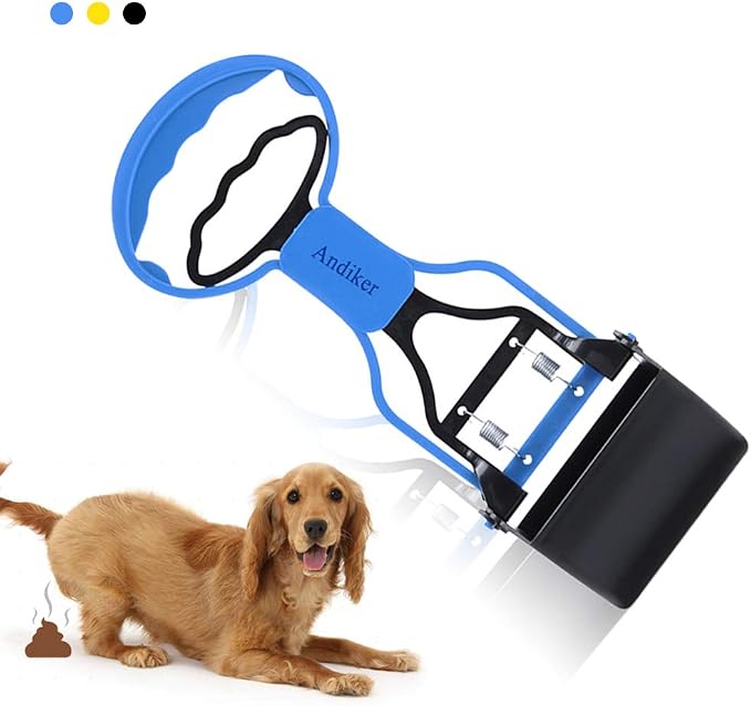 Andiker Pooper Scooper for Pets, Portable Pet Waste Scooper, Dog Jaw Scoop with Long Handle for Pet Waste Pick Up(Blue)