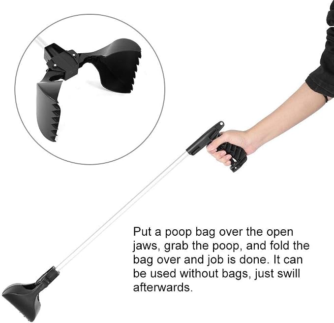 ZJchao Dog Cat Waste Pick Up Tool, Scoop Jaw Pooper Scooper Dirt Picker Single Handed Heavy Duty Poop Scoop Dog Sanitary Waste Pickup Tool Large Size