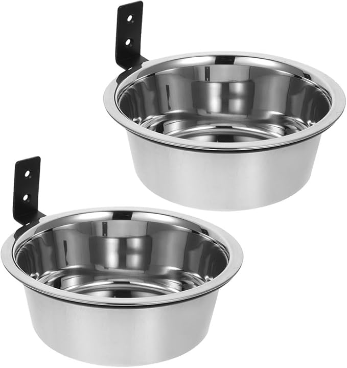 Elevated Dog Bowls Wall Mounted Feeding Station Stainless Steel Raised Pet Food and Water Bowls 8-inch Set of 2 for Indoor and Outdoor Use