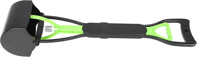 Pet Poop Scoop, Long Handle Jaw Scooper with Foldable Design, Heavy Duty Plastic, Nonstick Surface, Dog Waste Picker for Grass Lawn, Indoor Outdoor (Green Black)