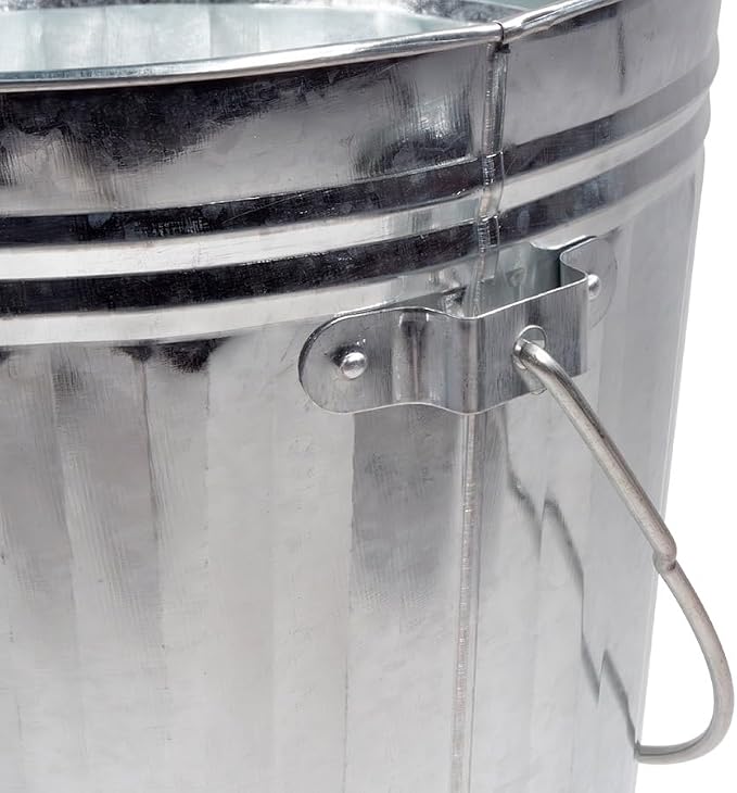 Mytee Products 4 Pack Galvanized Trash Can w/Lid Ideal for Trailers - 4 Gallon Steel Mounted Small Outdoor Garbage Can for Home, Office, Bathroom, Kitchen - Fire and Heat Resistant