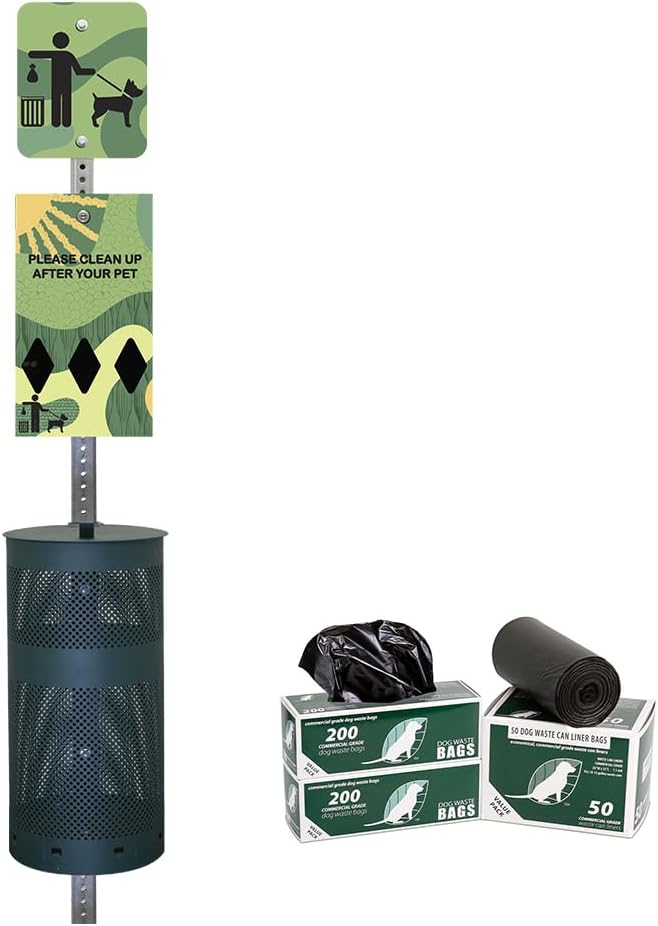 Zero Waste USA - Aluminum Dog Waste Station - Green Land Abstract | Green | DISPENSE-ART™ UV-printed aluminum station, 25% larger bag storage, rust-proof commercial design for parks & properties