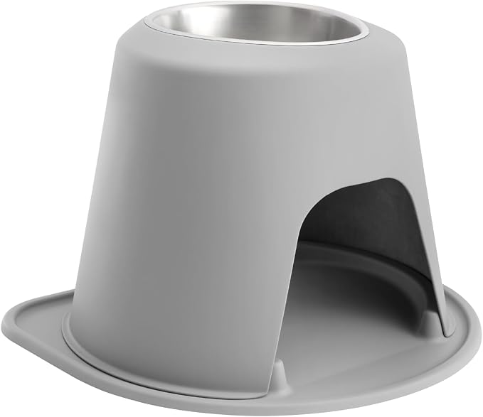 WeatherTech Single High Pet Feeding System - Raised Dog/Cat Bowl - 14" High Stand Light Grey (SH9614LGLG)