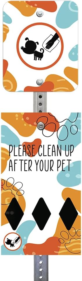 Zero Waste USA - DISPENSE-ART™ Mini Dog Waste Station - Abstract Paw | UV-printed aluminum bag station with 400 bags, 25% larger dispenser, installs beside existing trash cans, 10-year warranty