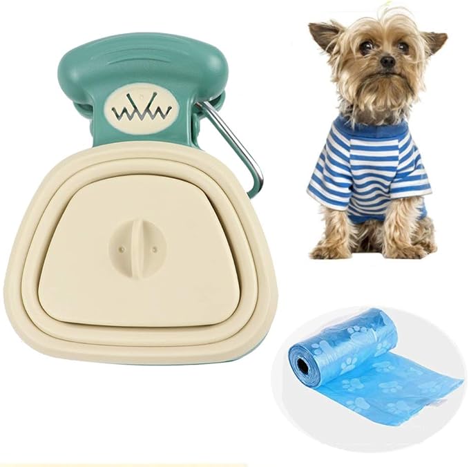 Dog Pooper Scooper, Portable Dog Poop Scooper with Waste Bags for Large & Small Dogs,Heavy Duty Dog Waste Cleaner,Dog Waste Pick Up,Easy to Use for Grass, Dirt, Gravel,Beige,M