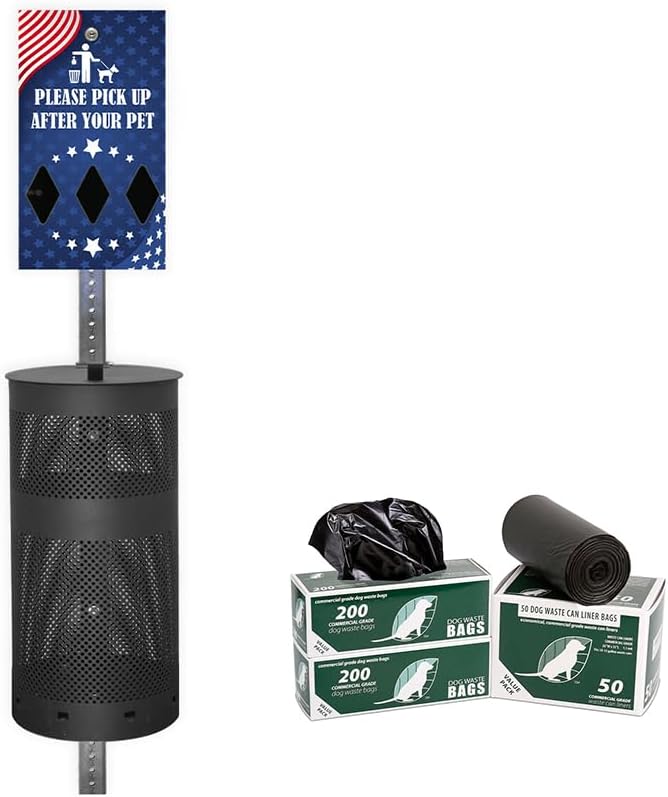 ZERO WASTE USA - Dispense-Art™ Low Profile Dog Waste Station - Team USA | UV-printed aluminum low-profile station with 400 bags, 25 liners, 25% larger dispenser, rust-proof commercial design