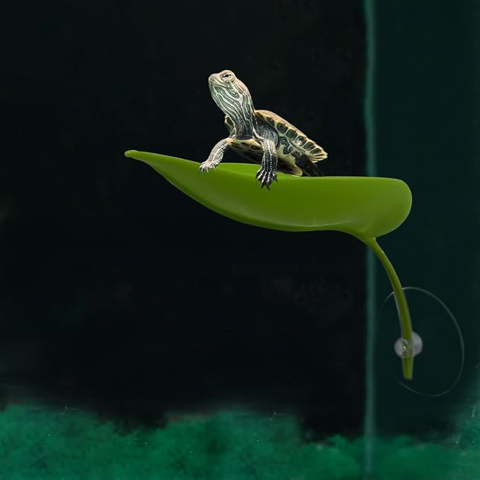 KVZVK 2Pcs Tree Frog Tank Leaf Decorations,Leaf Shape Basking Platform with Suction Cups for Leopard Gecko Tank Accessories for African Dwarf Frog