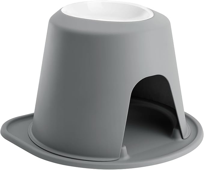 WeatherTech Single High Pet Feeding System w/Plastic Dog/Cat Bowls - 10" High Stand Dark Grey (PSH6410DGDG)