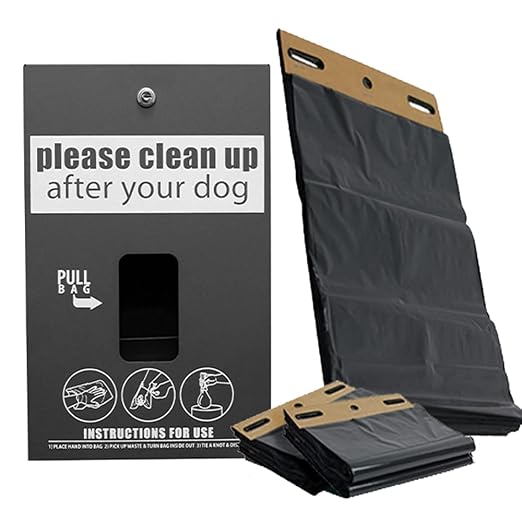 ZERO WASTE USA Standard Low Profile Dog Waste Station/MittN Bag System, Matte Black, 10 Gallon Capacity, Aluminum Material