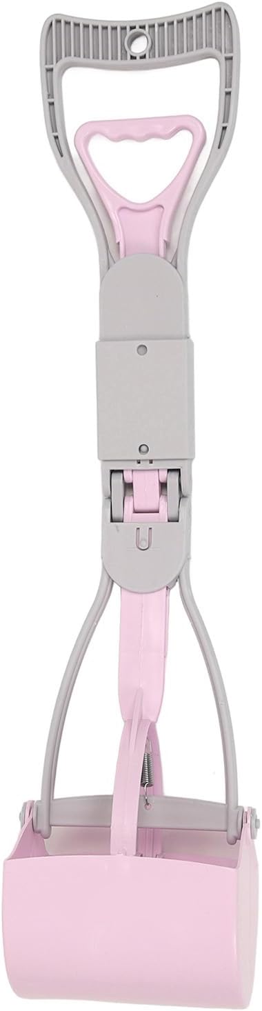 Focket Dog Poop Scooper, Foldable Handle Large Opening Heavy Duty, Pooper Scooper for Large Dogs with Serrated Grip for Easy Grass Gravel Pickup (Purple)