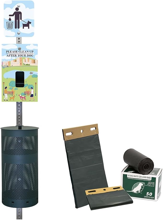 Zero Waste USA - Aluminum Dog Waste Station - Dog Park Walk | Matte Green | DISPENSE-ART™ UV printed aluminum station with MittN™ mitten bags, 25% more dispenser storage, commercial outdoor design