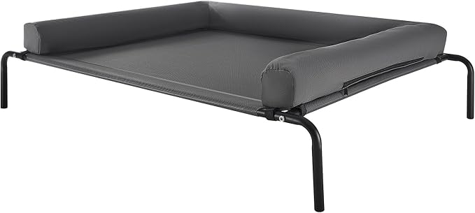 VEVOR Elevated Dog Bed for Large Dogs, Portable Raised Dog Cot with Washable Pillow, Indoor & Outdoor Pet Cooling Raised Hammock Bed with Steel Metal Frame and Breathable Teslin Mesh, XL, Gray