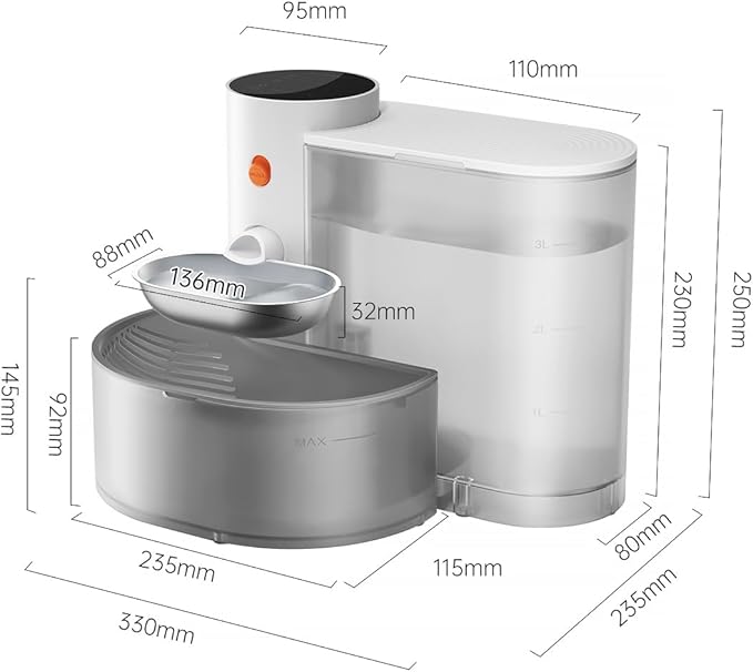 Petgravity Smart Cat Water Dispenser - Stainless Steel Water Bowl, Self-Refill Cat Water Fountain Automatic Water Dispenser for Cats & Small Dogs, 3.5L/118.4oz