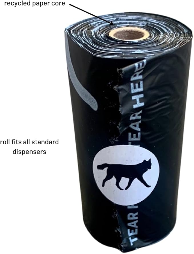 ROMNG Compostable Dog Poop Bags, Plant-Based, TUV Certified, Unscented, Leak-Proof, 18 Rolls, 270 Bags, Black