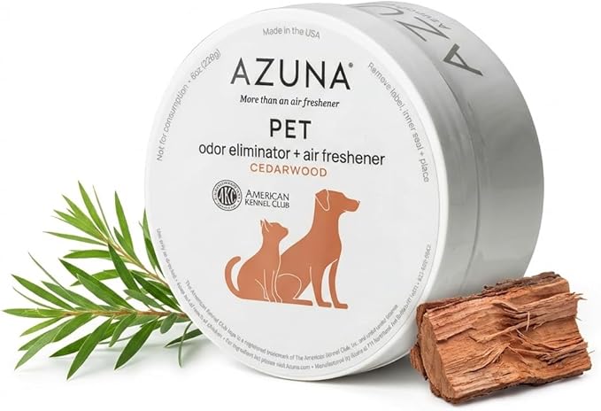 Azuna Pet Odor Eliminator for Strong Odor Gel | Plant Powered Australian Tea Tree Oil | Dog and Cat Room Deodorizer | Child and Pet Safe Air Fresheners for home | Cedarwood Scent | 8oz Pod