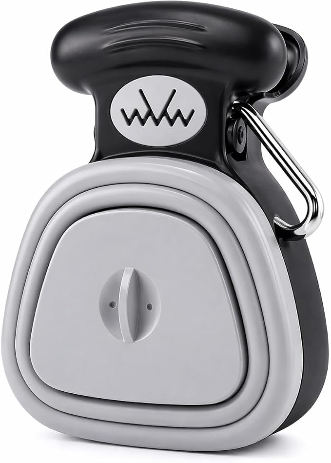 Dog Pooper Scooper with Waste Bag Dispenser – Small Size, Portable, Lightweight, One-Hand Operation, Leak-Proof, Durable Pet Waste Scooper (Grey)