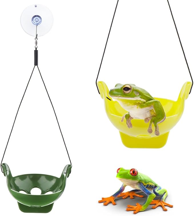 2 Pack Amphibian Aquatic Frogs Habitats with Suction Cup for Toad Frog Tadpole Tree Frog Small Aquatic Animals