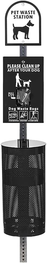 Zero Waste USA - Sentry® SINGLpul® Dog Waste Station - Matte Black | Includes 400 SINGLpul® header bags, 25 can liners, rust-proof aluminum station & 10-year warranty