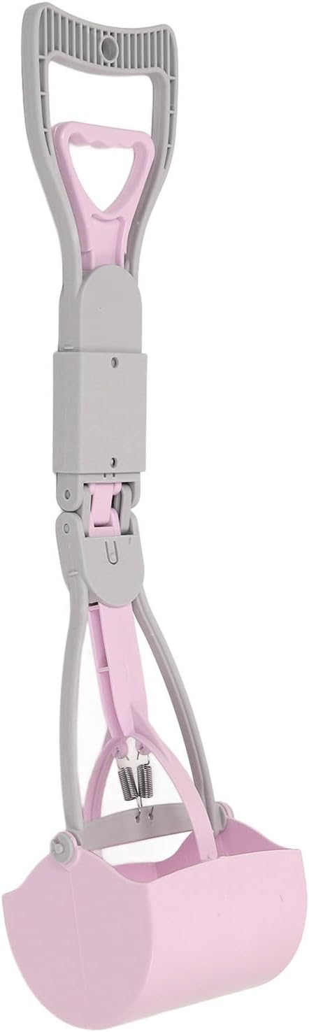 Focket Dog Poop Scooper, Foldable Handle Large Opening Heavy Duty, Pooper Scooper for Large Dogs with Serrated Grip for Easy Grass Gravel Pickup (Purple)