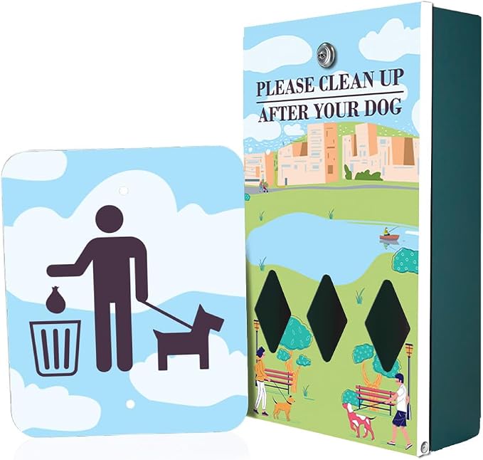 Zero Waste USA - DISPENSE-ART Roll Bag Dispenser & Sign - Dog Park Walk | UV-printed roll bag dispenser & matching sign, 400 bags, 25% more storage, mounts to walls, posts & fences