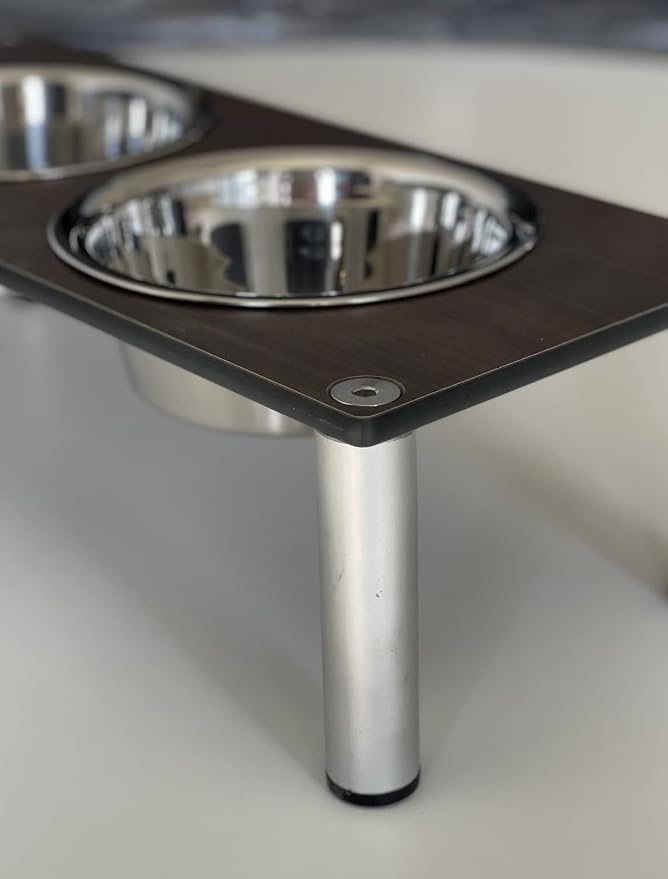 Raised Pet Bowls for Cats and Dogs, Outdoor Elevated Dog Cat Food and Water Bowls Stand Feeder on Aluminum Legs with 2 Stainless Steel Bowls Sizes for Small Medium and Large Dogs. - Small (Tosca)