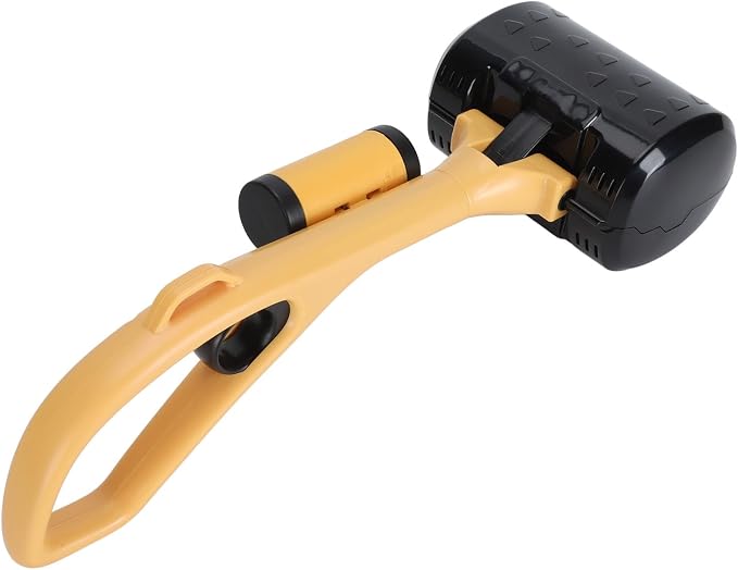 Dog Pooper Scooper, Heavy Duty Portable Jaw Clamp Style Pet Waste Cleanup Tool with Ergonomic Handle and Poop Bag Dispenser for Large Medium Small Dogs Yellow Black