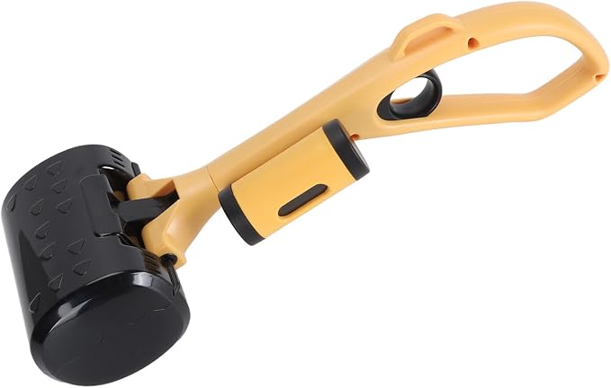 Dog Pooper Scooper, Heavy Duty Portable Jaw Clamp Style Pet Waste Cleanup Tool with Ergonomic Handle and Poop Bag Dispenser for Large Medium Small Dogs Yellow Black