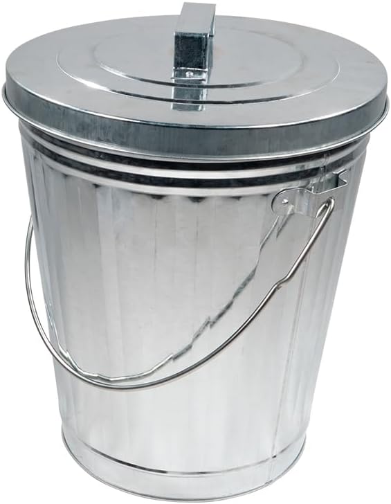 Mytee Products 4 Pack Galvanized Trash Can w/Lid Ideal for Trailers - 4 Gallon Steel Mounted Small Outdoor Garbage Can for Home, Office, Bathroom, Kitchen - Fire and Heat Resistant