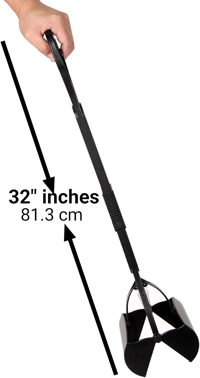 Mr. Peanut's 32" Tall Profile Pooper Scooper, ABS Frame & Waste Bin with Double Spring Clamp, Lightweight Design, Simple One Click Assembly